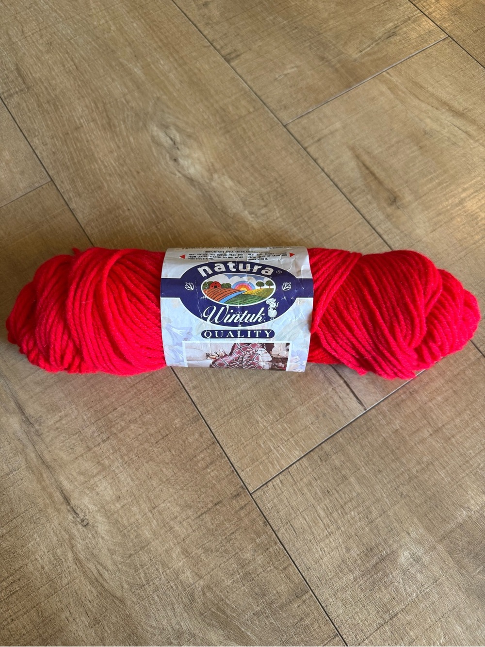 VTG Natura Wintuk quality yarn Christmas Red Lot 5130A 08 PARTIAL skein 2.6 oz